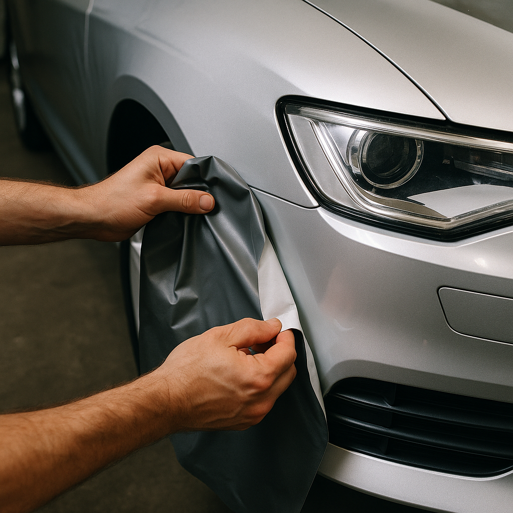 Processus de retrait d'un film de covering sur une voiture