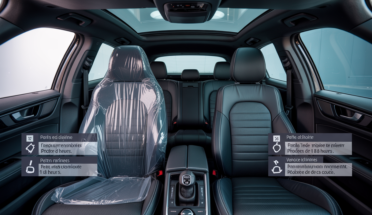 Comparaison détaillée des zones de covering intérieur de voiture avec indication des prix, temps de pose et fréquence d’entretien selon différents cas concrets