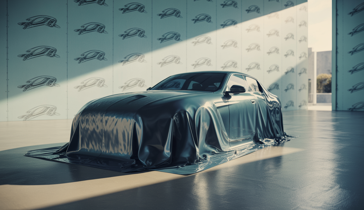 Intérieur de voiture avec covering vinyle protégeant le tableau de bord contre l'usure et la chaleur, montrant un exemple réaliste et moderne d'application